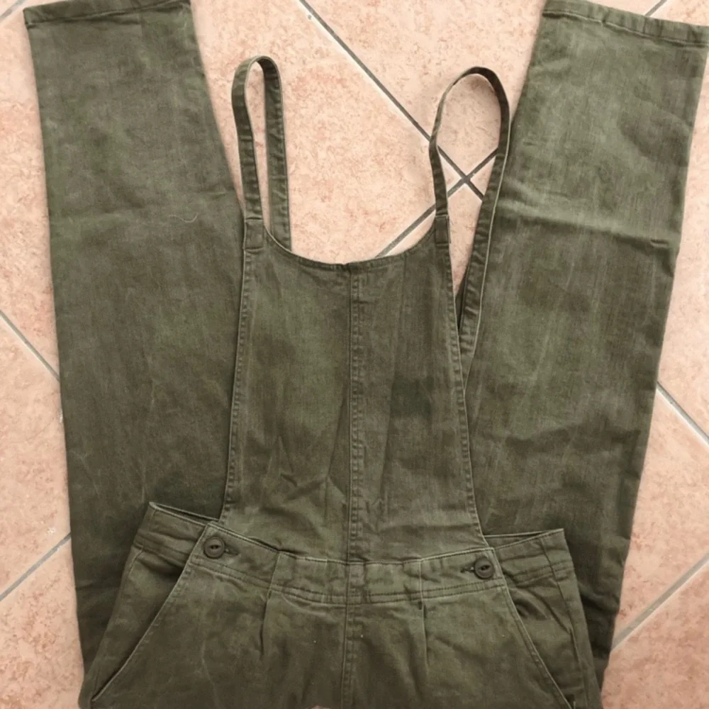Olive Green Open Back Overalls SPetite - Picture 4 of 8